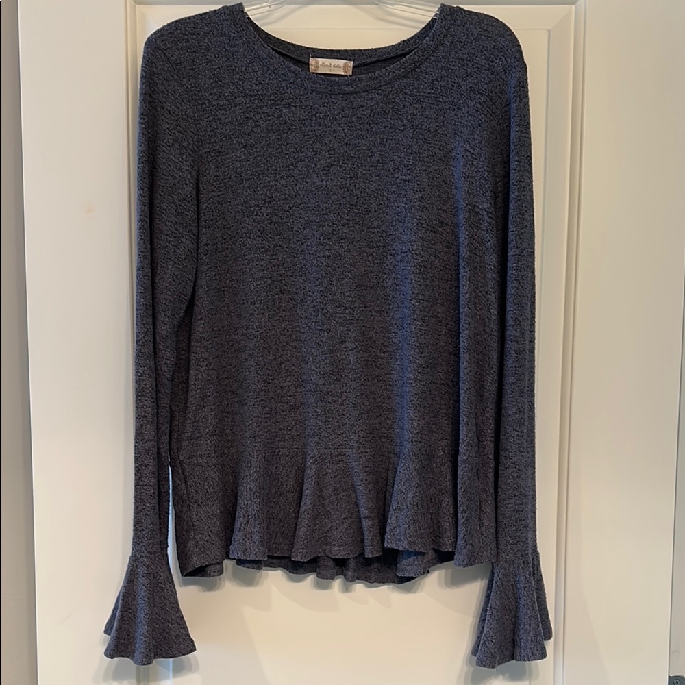 Altar'd State Blue Ruffled Bell Sleeve Blouse
